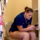 A hidden camera set up in a bathroom records a pudgy girl taking a shit and then wiping herself. Audio is not great, but there seems to be some slightly audible pooping sounds in the first 11 seconds of the clip.